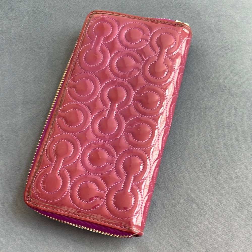 Coach Women’s Patent Quilted Zip Wallet